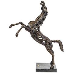 Vintage Late 20th century Sculpture of a Prancing Horse Signed by Remo Bombardieri