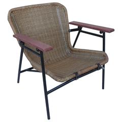 Rare dirk van Sliedregt Armchair in Rattan and Steel 6