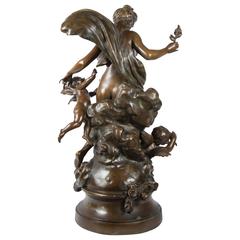 Venus and the Loves Bronze by M.Moreau Honor-Medalled, 19th Century