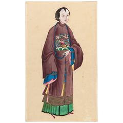 Late 18th Century Scene with Chinese Lady Attributed to Puqua