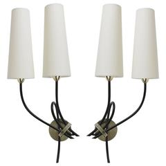 Vintage 1950s Large Pair of Arlus Sconces
