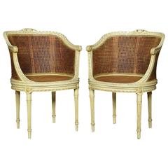 Antique Pair of French Louis XVI Style Tub Armchairs
