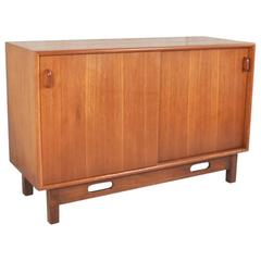 1970s Mid-Century Teak Cabinet with Sliding Doors
