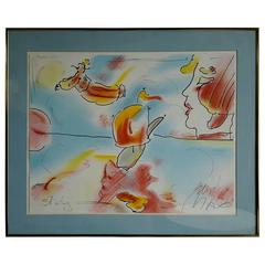 Peter Max, German or American Study "Boat Flyer" Pencil Signed