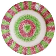 Spatterware Rainbow Red and Green Bullseye Plate