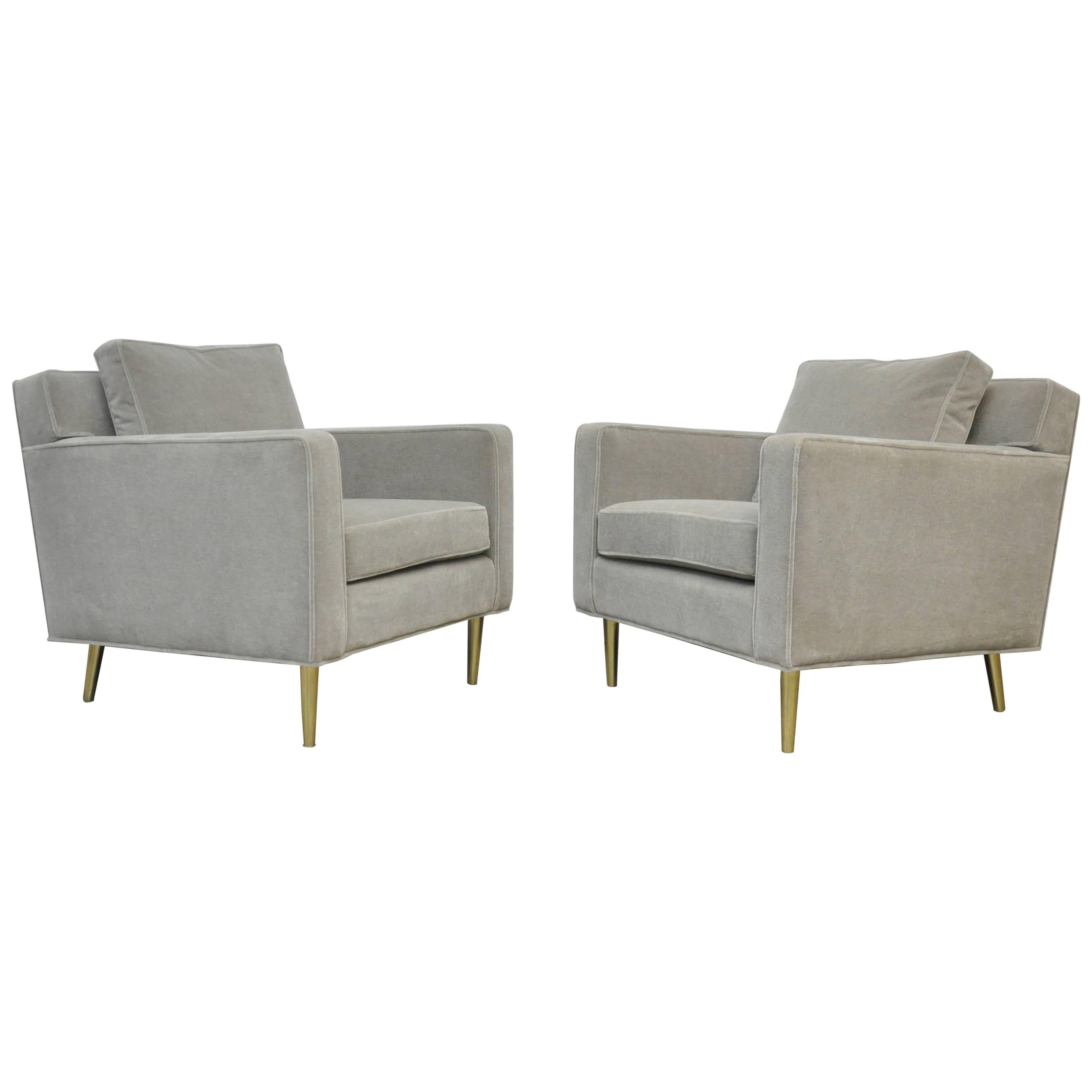 Dunbar Brass Leg Lounge Chairs by Edward Wormley at 1stDibs