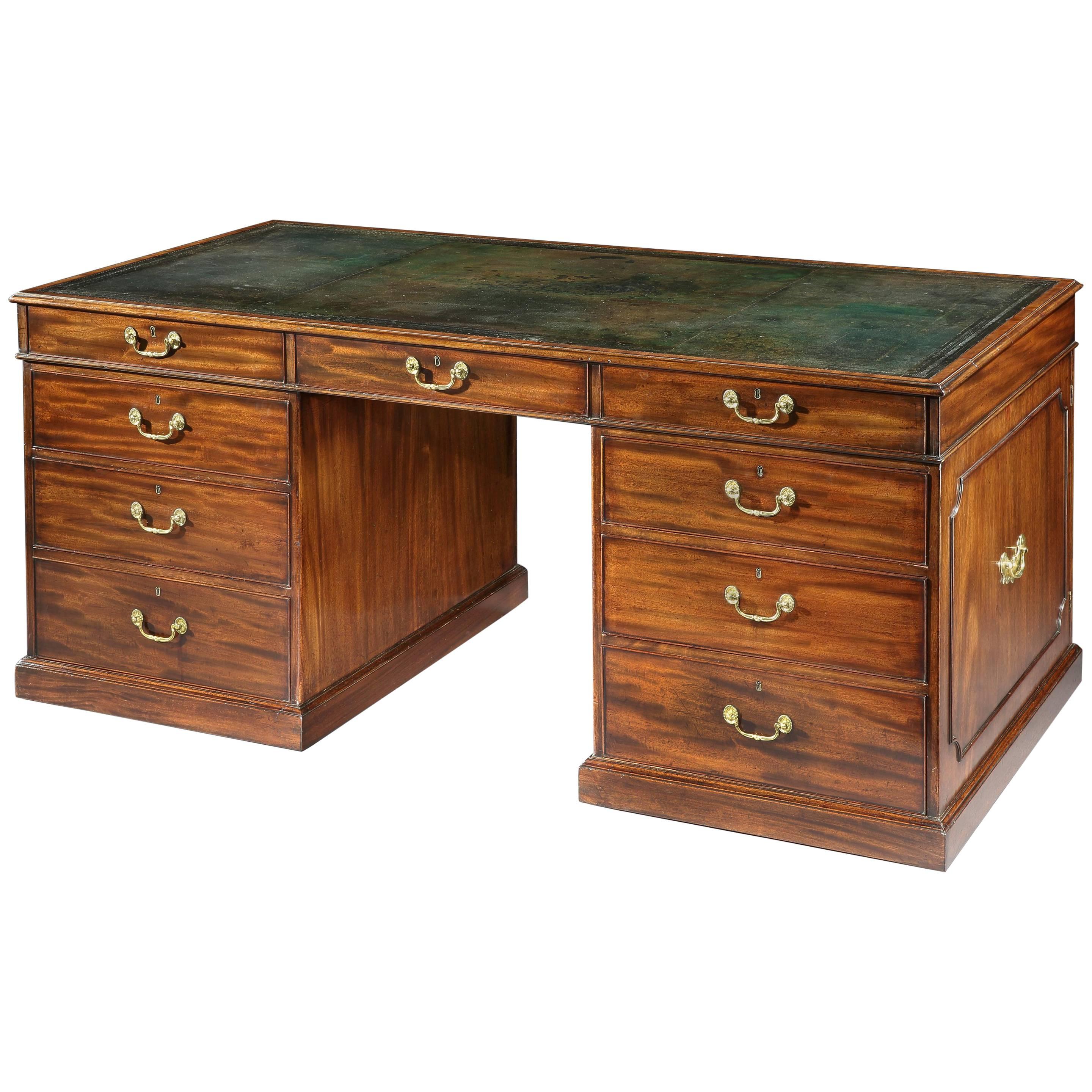 George III Mahogany Pedestal Desk, 4420041 For Sale