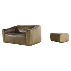 Buffalo Leather DS-47 Sofa and Ottoman by De Sede Chocolate Leather