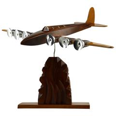 Large French Art Deco Airplane by Art Bois, 1930s