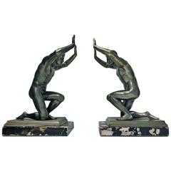 Pair of Art Deco Nude Bookends, France, circa 1930