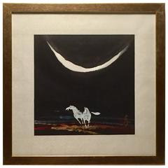 "Under a Crescent Moon" an Original Watercolor by Guo Ming Fu