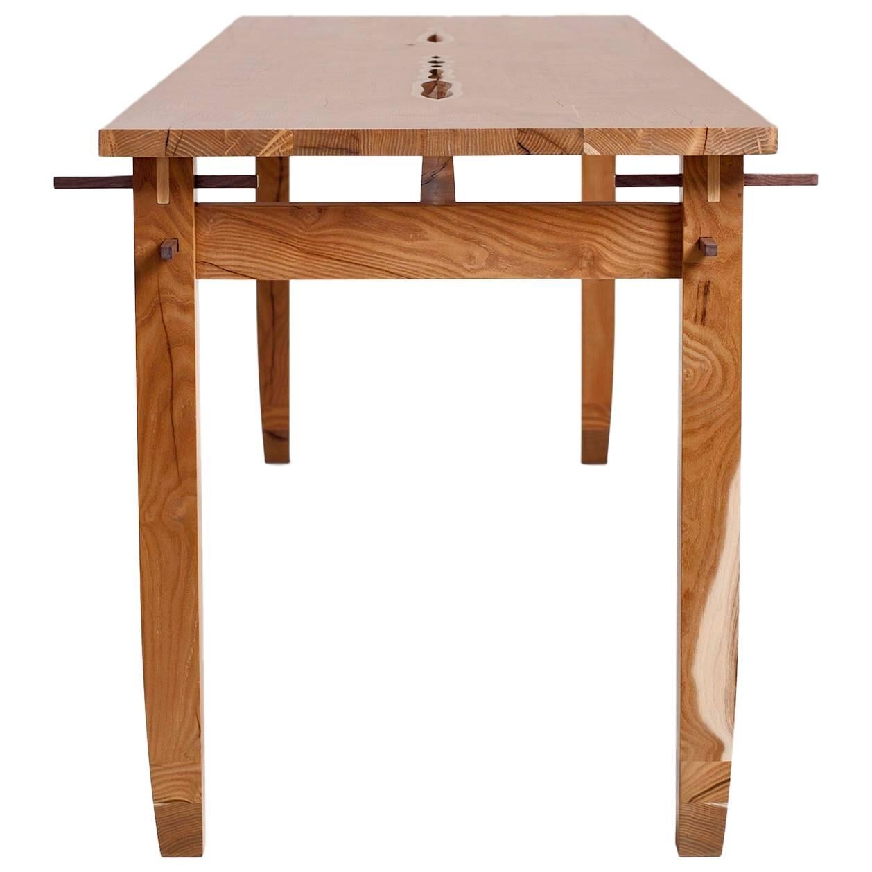 Contemporary Hardwood Mulberry Pegged Dining Table or Desk in Stock For Sale