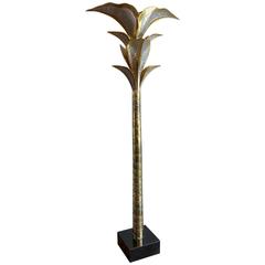 Steel and Brass Palm Floor Lamp