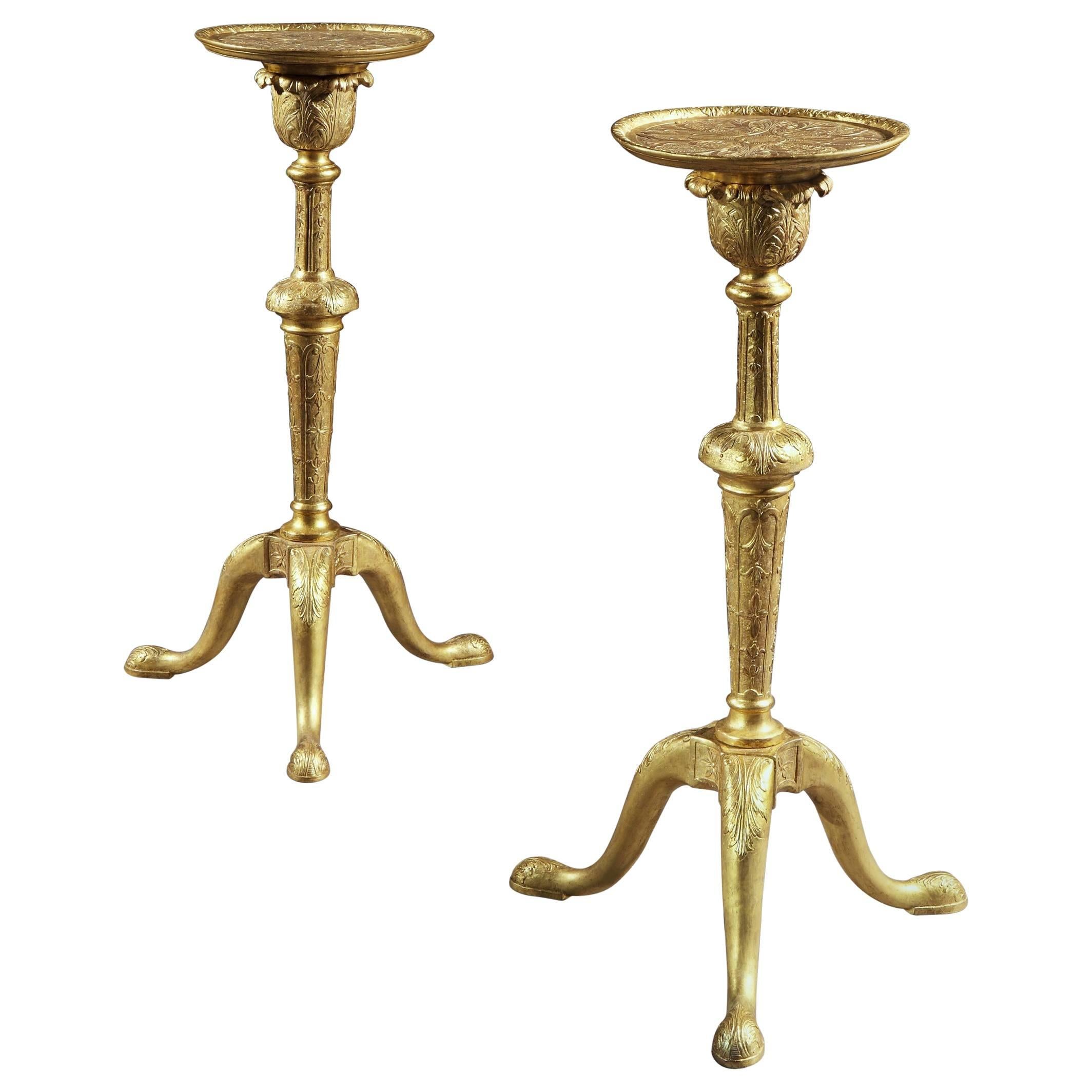 Pair of George I Gilt Gesso Torchères in the Manner of James Moore For Sale