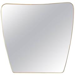 Large Italian Shield Shaped Brass Framed Mirror