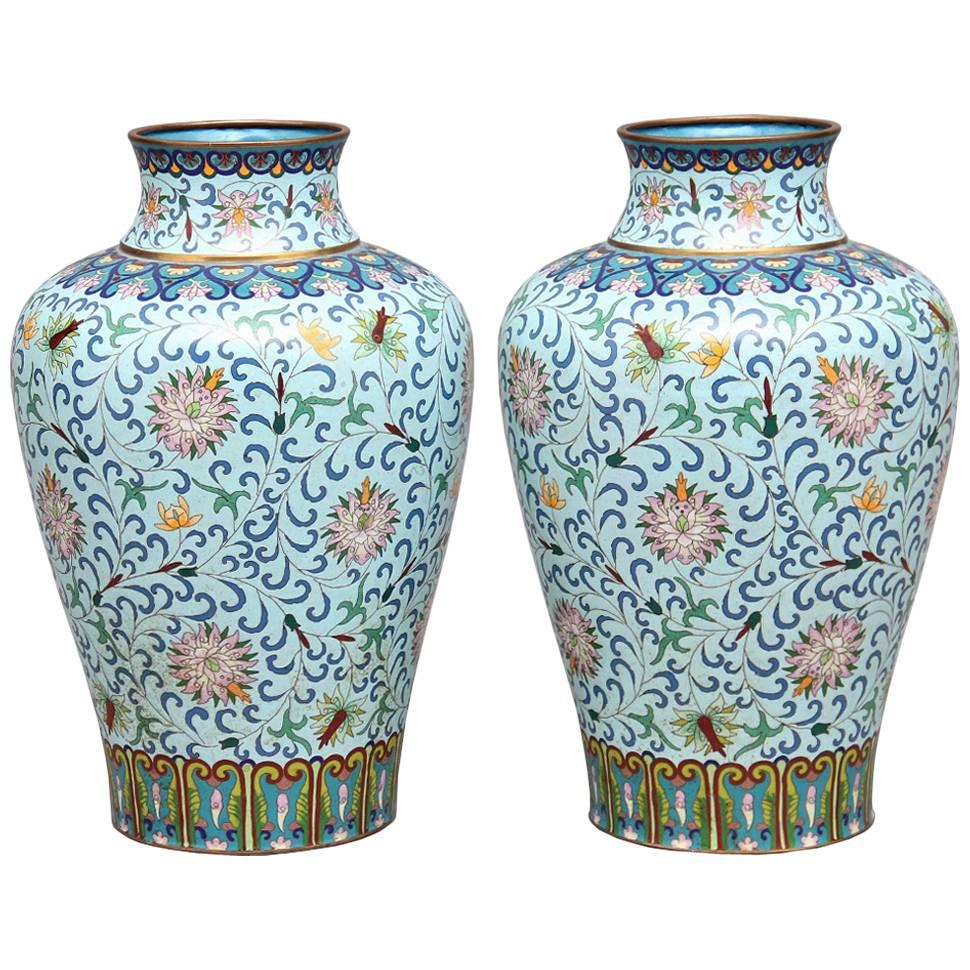 Pair of 20th Century Chinese Cloisonné Enamel Vases