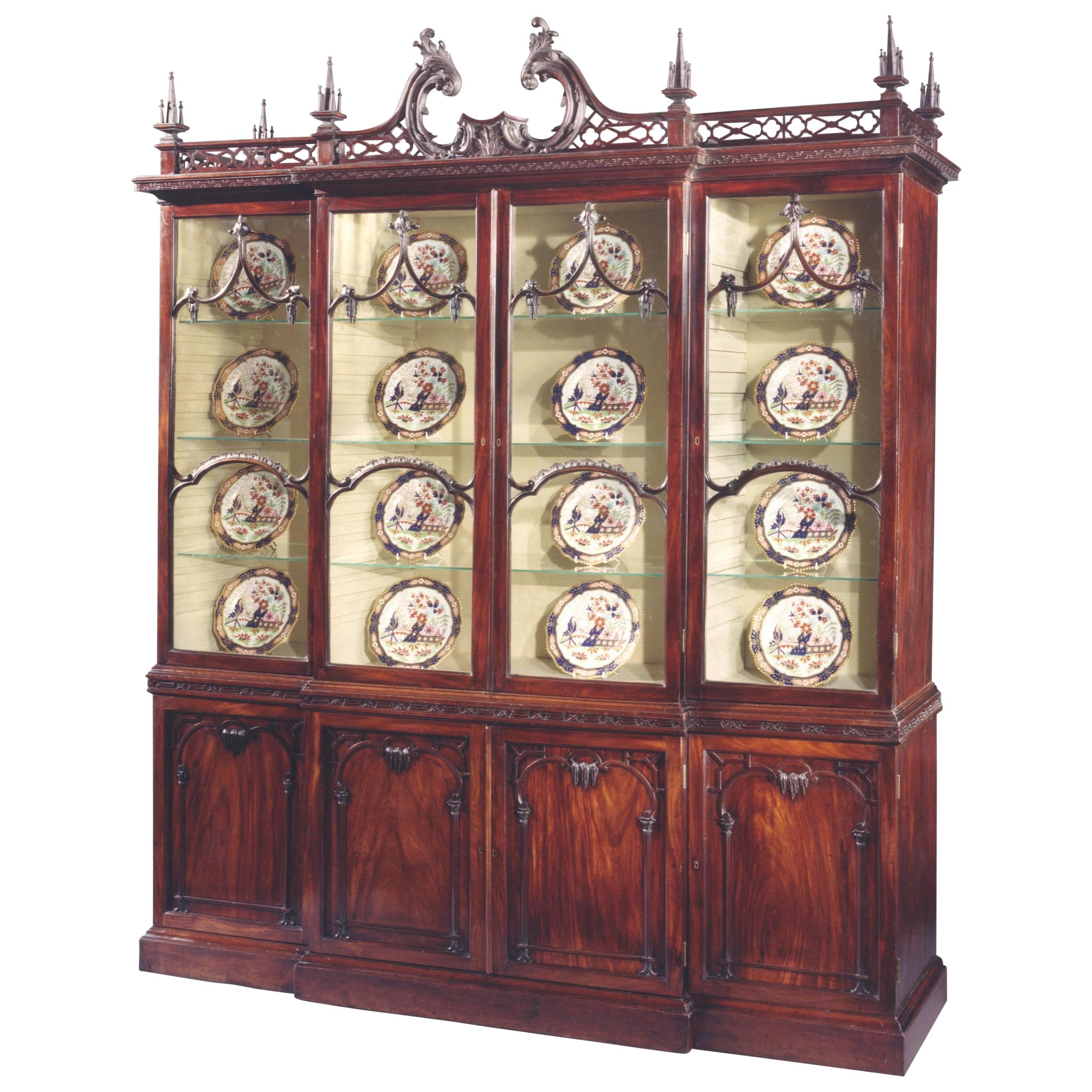 Important George II Mahogany China Cabinet to a Design by Thomas Chippendale For Sale