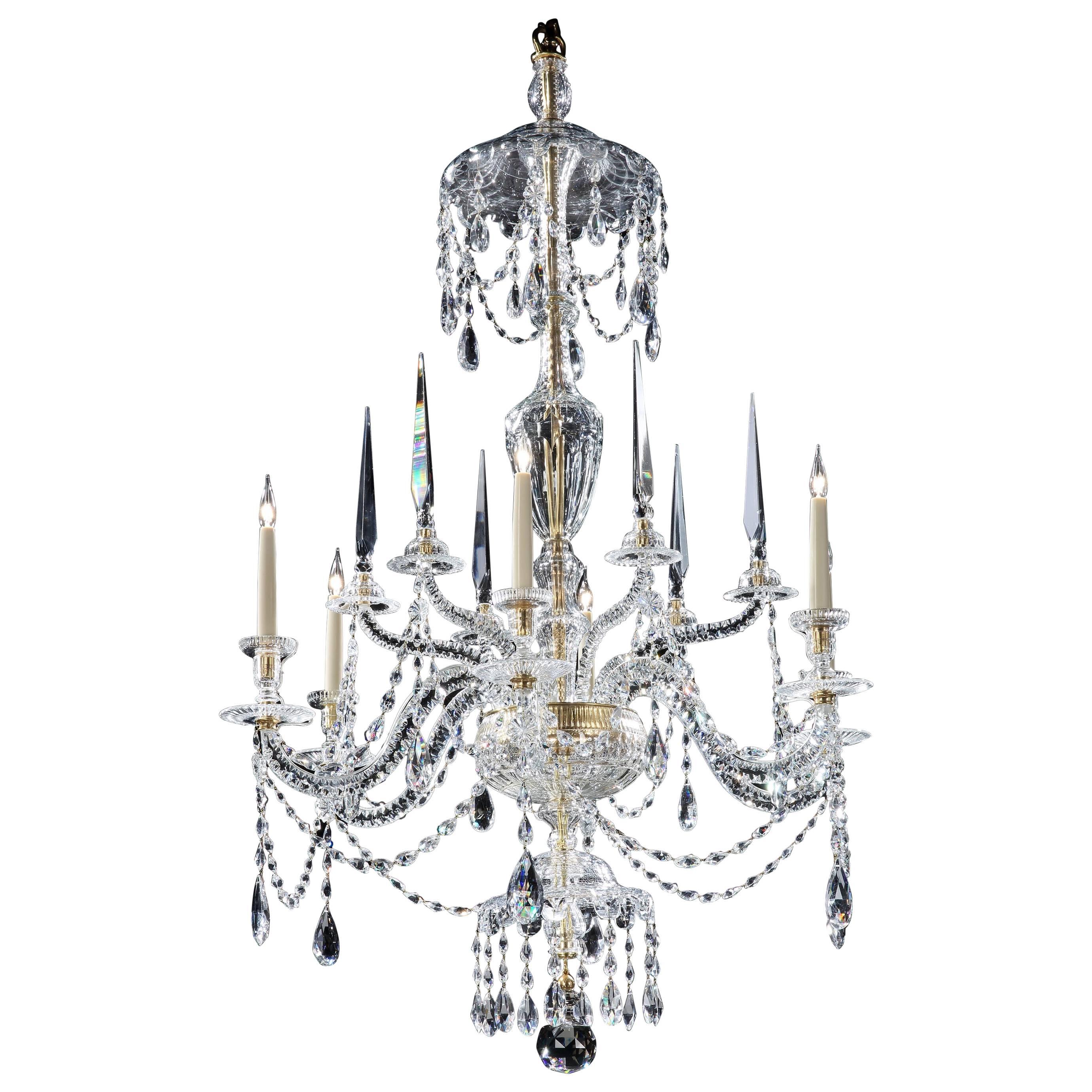 George III Cut Glass Six-Light Chandelier Attributed to Parker & Perry 4410731 For Sale