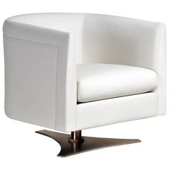 Lux Lounge Chair in Tailored Upholstery and Bronze Swivel Base by Newell Design