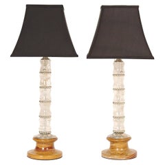 Pair of Rock Crystal and Marble Table Lamps