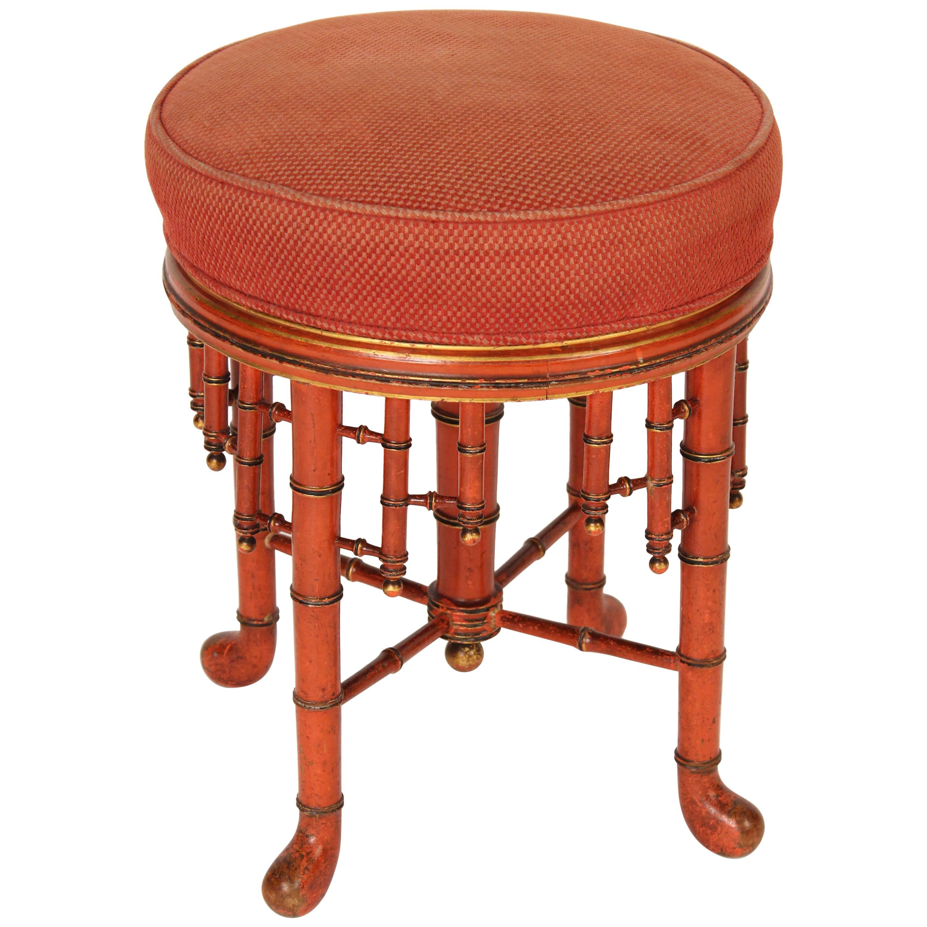 Faux Bamboo Painted Stool