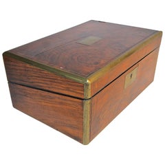 English 19th Century Rosewood and Brass Writing Box