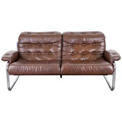 Sofa en cuir chromé Johan Bertil Häggström des années 1970