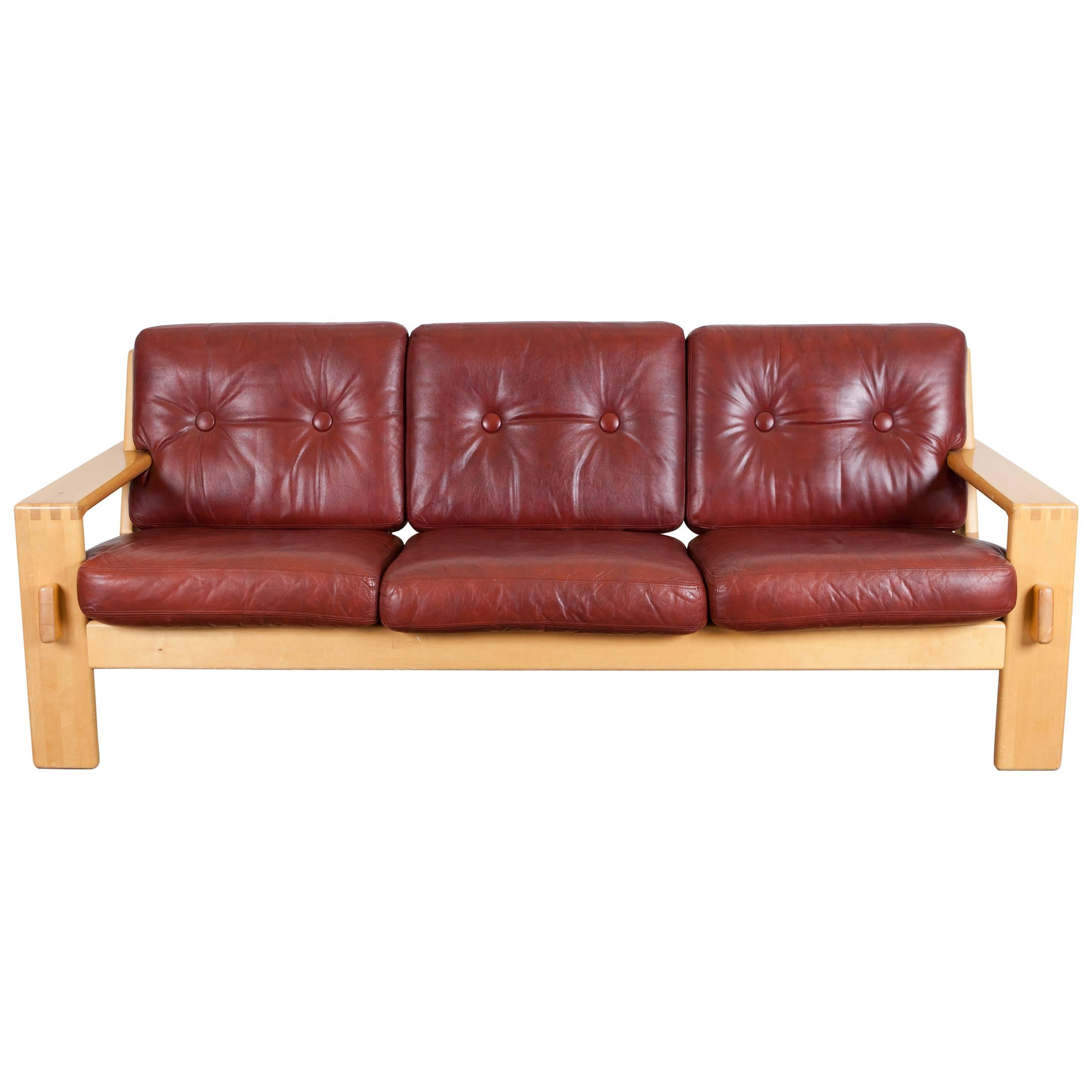 "Bonanza" Leather Sofa by Esko Pajamies for Asko For Sale