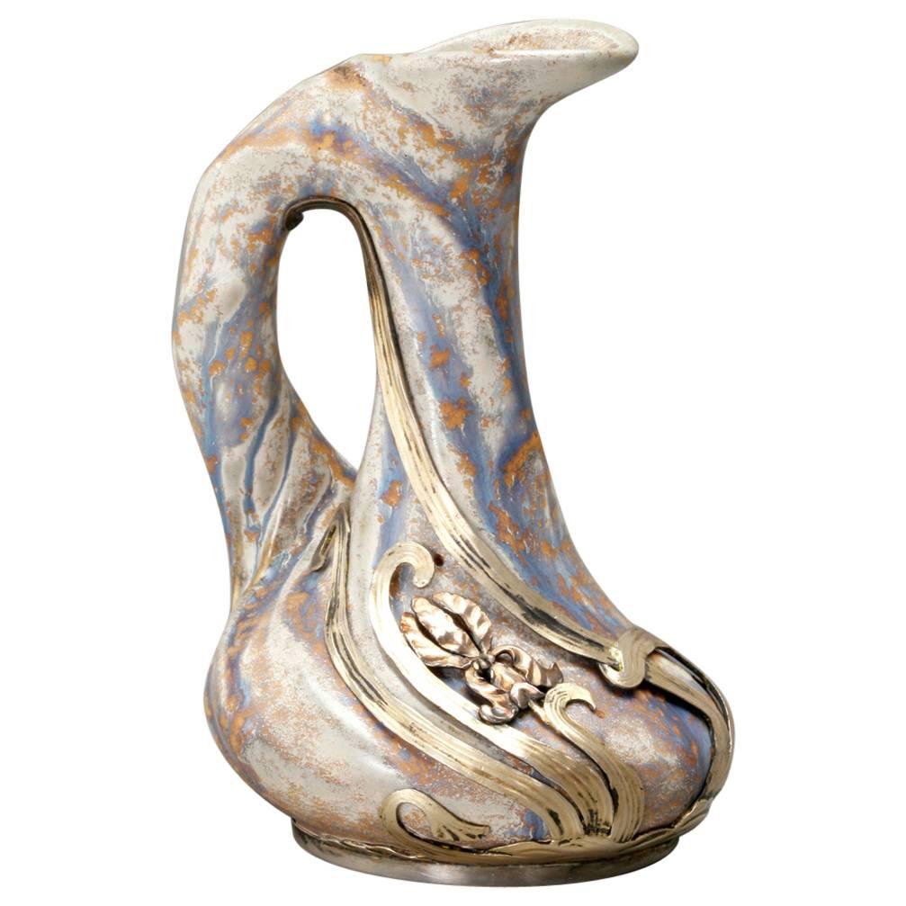 "Iris Swirl" Art Nouveau Pitcher by Atelier de Glatigny For Sale