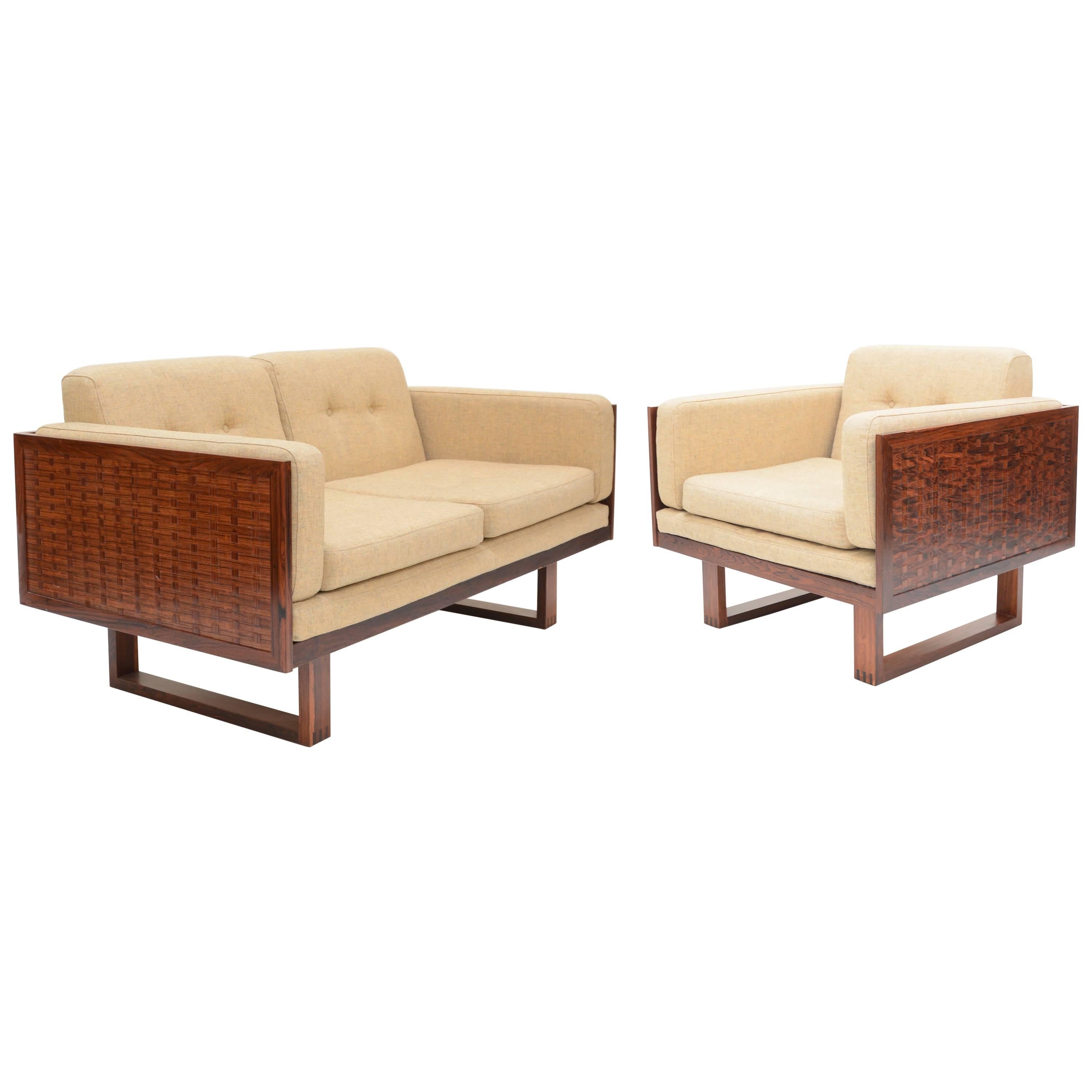 Poul Cadovius Two-Seat Sofa and Chair Set in Rosewood for France & Son