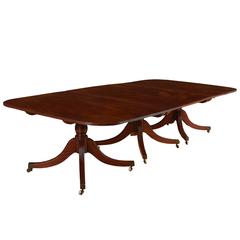George III Mahogany 3-Pedestal Dining Table of Impressive Size with 2 Leaves