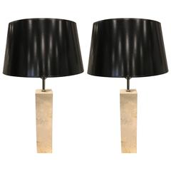 Pair of Travertine Lamps Manner of Robsjohn-Gibbings 5