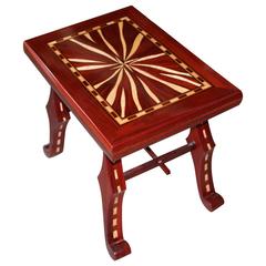 Beautiful Exotic Wood Inlaid Table by Noted Wood Worker Curtis Underwood