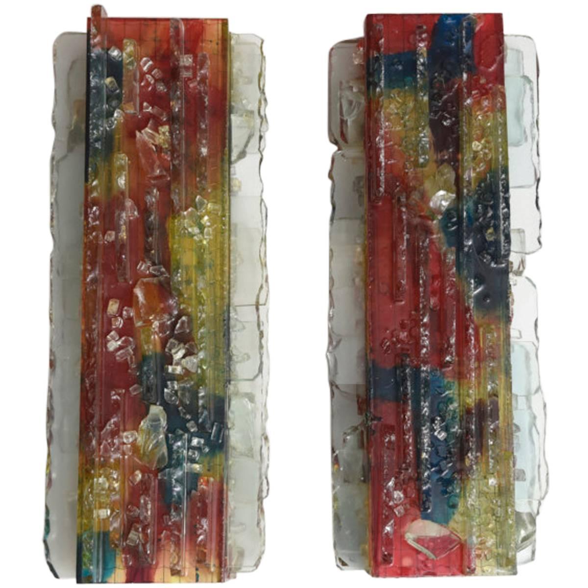 Pair of "Chartres" Multicolored Sconces by Willem van Oyen for RAAK