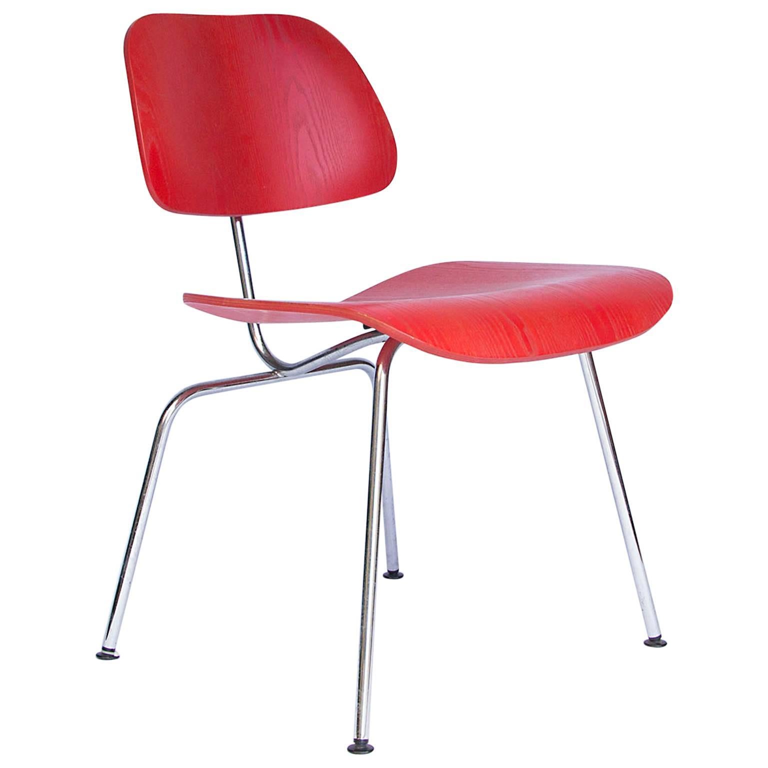 1946, Charles Eames, DCM in Ash, Original by Vitra Painted in Red