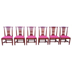 Antique Set of Six Mahogany Georgian Chippendale Period Dining Chairs