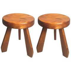 Charlotte Perriand Les Arcs "Sandoz" Pair of Pine Stools 10