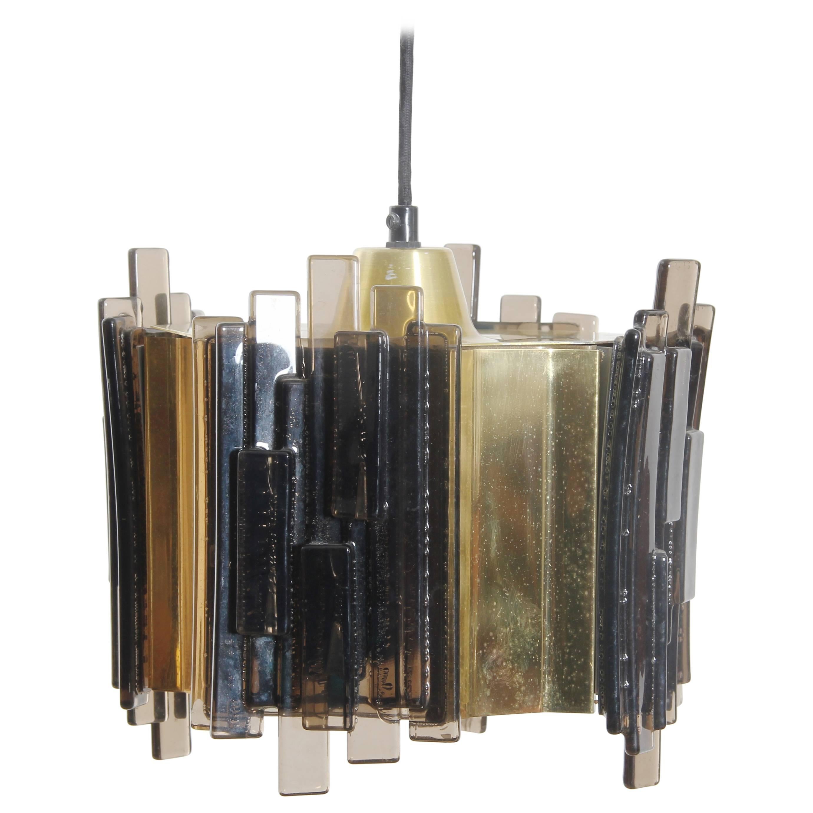 Mid-Century Modern Scandinavian Pendant Lamp in Glass by Carl Fagerlund