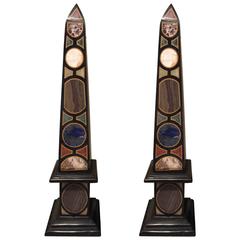 Vintage Pair of Marble Specimen Obelisks, after Mongiardino 8
