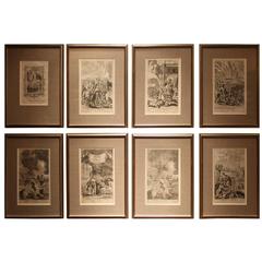 Set of Eight European Fire Related Engravings by G.Freeman Nicely Framed 5