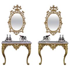 Pair of George II Carved Giltwood Console Tables 11