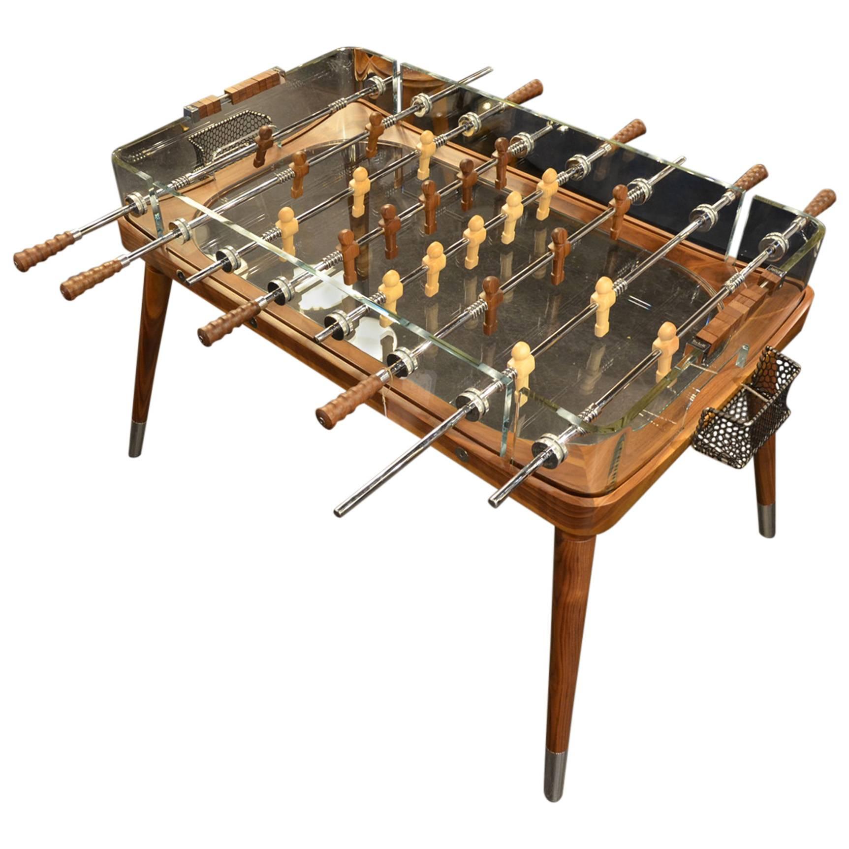 Awesome Crystal and Wood Football Table For Sale