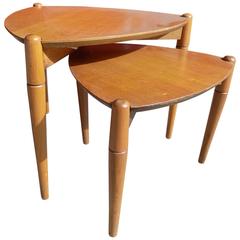 Beautiful Pair of Italian Wood Pull-Out Table, circa 1960