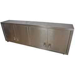 Vintage Cabinet of Stainless Steel as Credenza, Hall Table or TV Stand