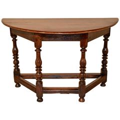 19th Century English Oak DemiLune Table