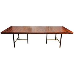 Incredible Large Harvey Probber Dining Table with Wild Rosewood Grain, 1960s