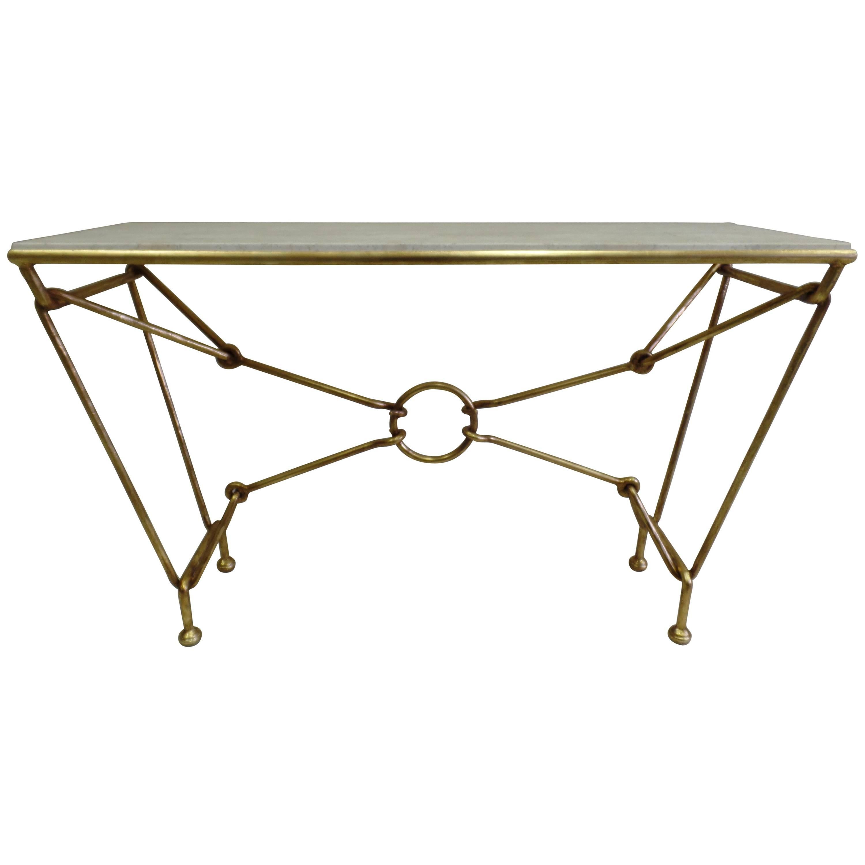 Italian Modern Neoclassical Gilt Iron Console by Giovanni Banci for Hermes For Sale