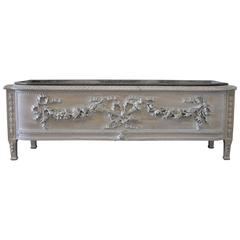 20th Century Carved Roses Swag Planter Box with Zinc Liner