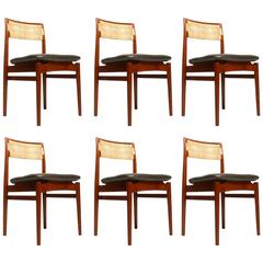 Set of Eight Rare Danish Modern Teak Dining Chairs Designed by Erik Worts