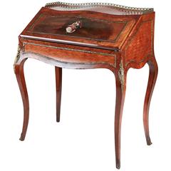 19th Century French Kingwood Parquetry Bureau De Dame Table